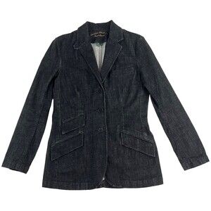 Lauren Jeans Co Ralph Lauren Womens M Black Denim Jean Blazer Sport Jacket